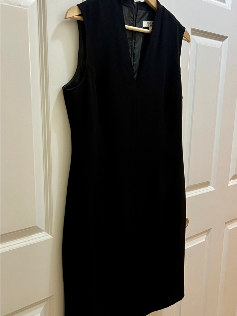Nine West Black Office Career Sleeveless Suit Separates V-Neck Midi Dress Sz 8